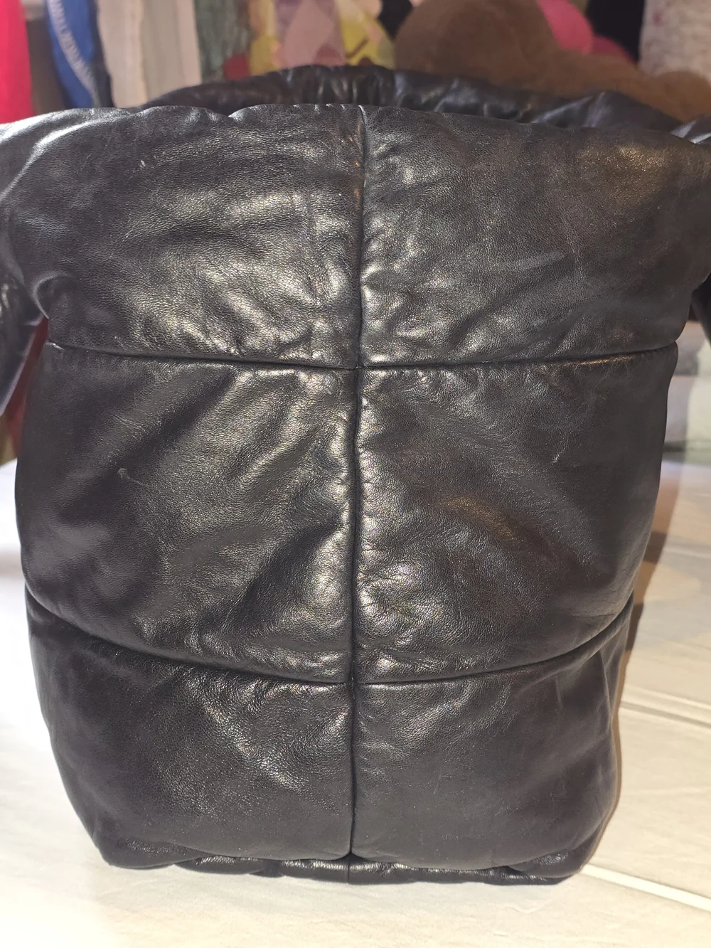 Auth CHANEL Coco Cocoon Quilted Lambskin Tote Bag Black Burgundy 2009 W/COA Good